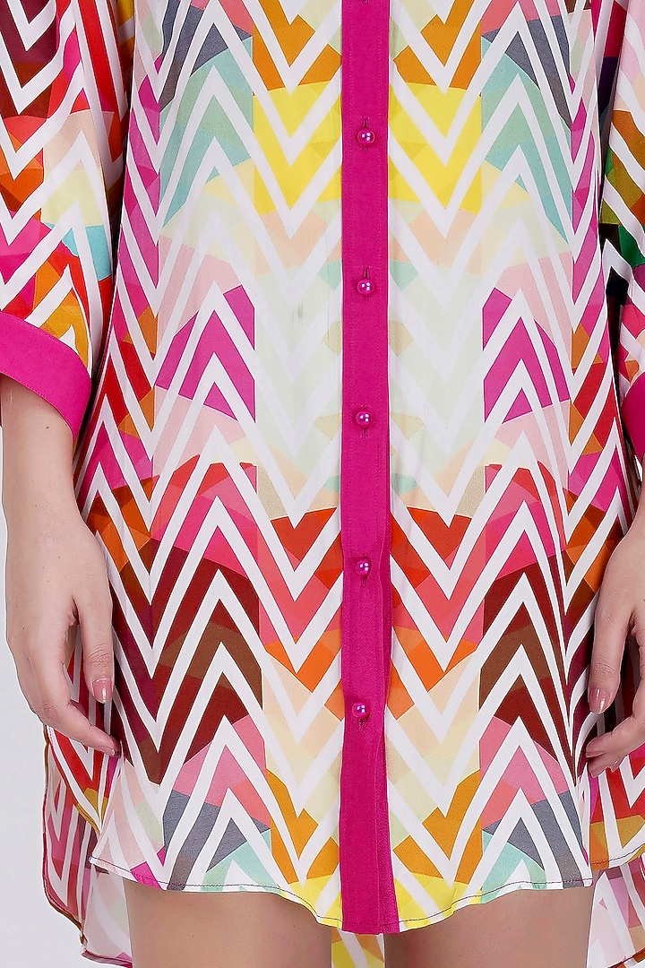 Pink & White Printed Summer Shirt Dress by First Resort by Ramola Bachchan at Pernia's Pop Up Shop