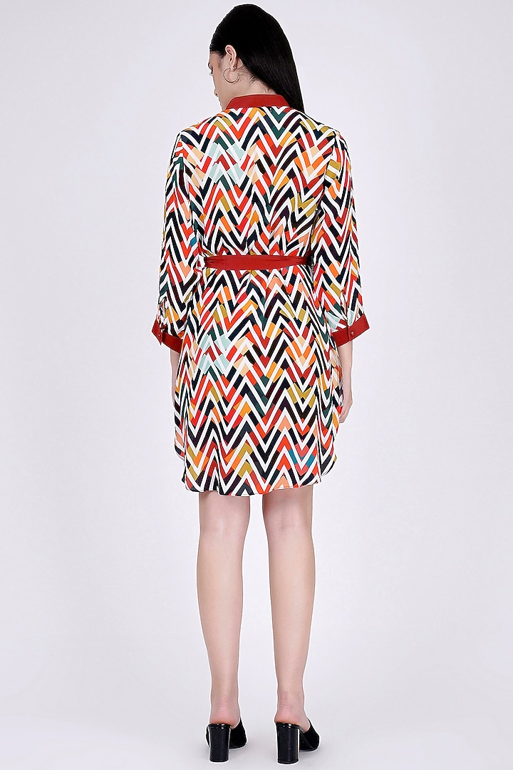 Red & White Printed Summer Shirt Dress by First Resort by Ramola Bachchan at Pernia's Pop Up Shop