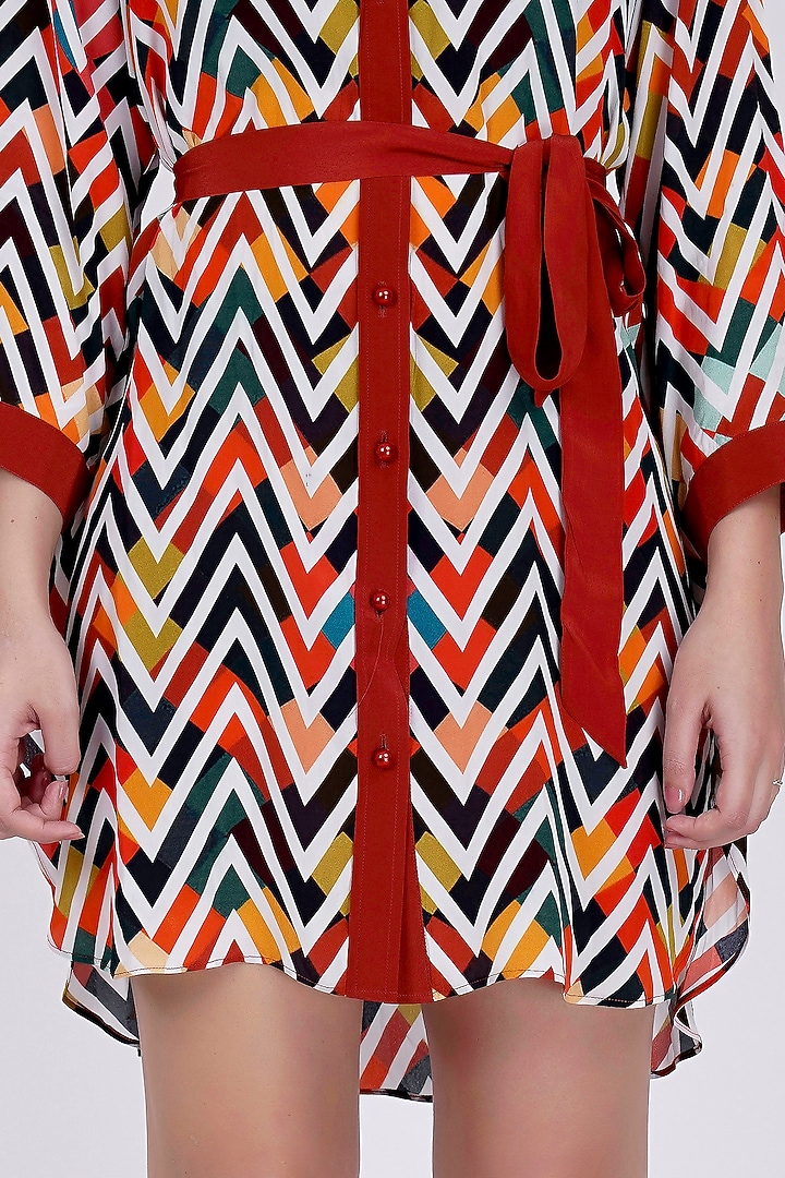 Red & White Printed Summer Shirt Dress by First Resort by Ramola Bachchan at Pernia's Pop Up Shop