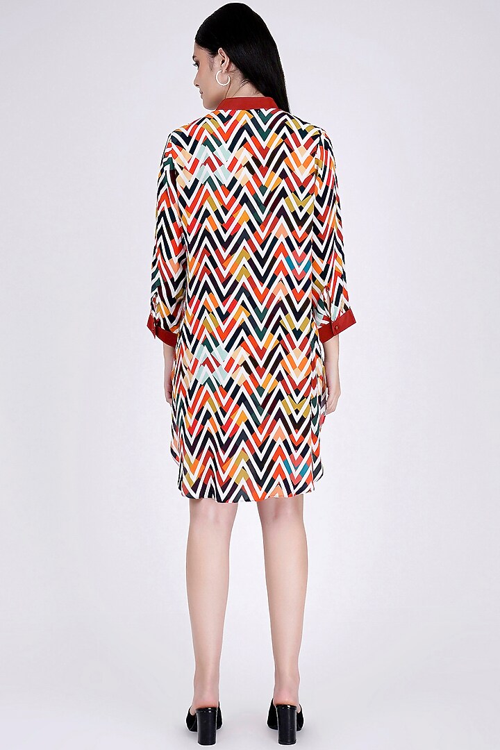 Red & White Printed Summer Shirt Dress by First Resort by Ramola Bachchan at Pernia's Pop Up Shop