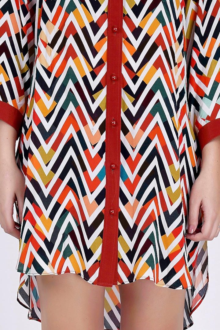 Red & White Printed Summer Shirt Dress by First Resort by Ramola Bachchan at Pernia's Pop Up Shop