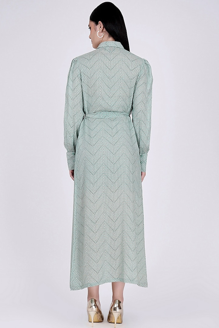 Green & White Printed Summer Dress by First Resort by Ramola Bachchan at Pernia's Pop Up Shop
