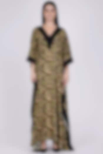 Forest Green Printed Kaftan by First Resort by Ramola Bachchan at Pernia's Pop Up Shop