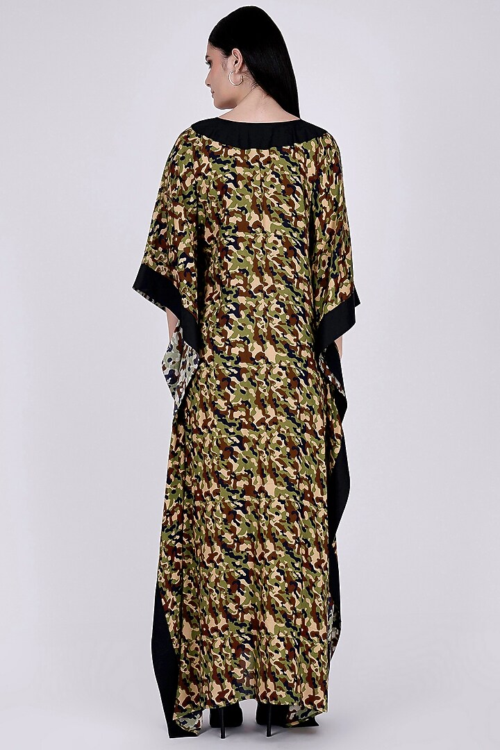 Forest Green Printed Kaftan by First Resort by Ramola Bachchan at Pernia's Pop Up Shop