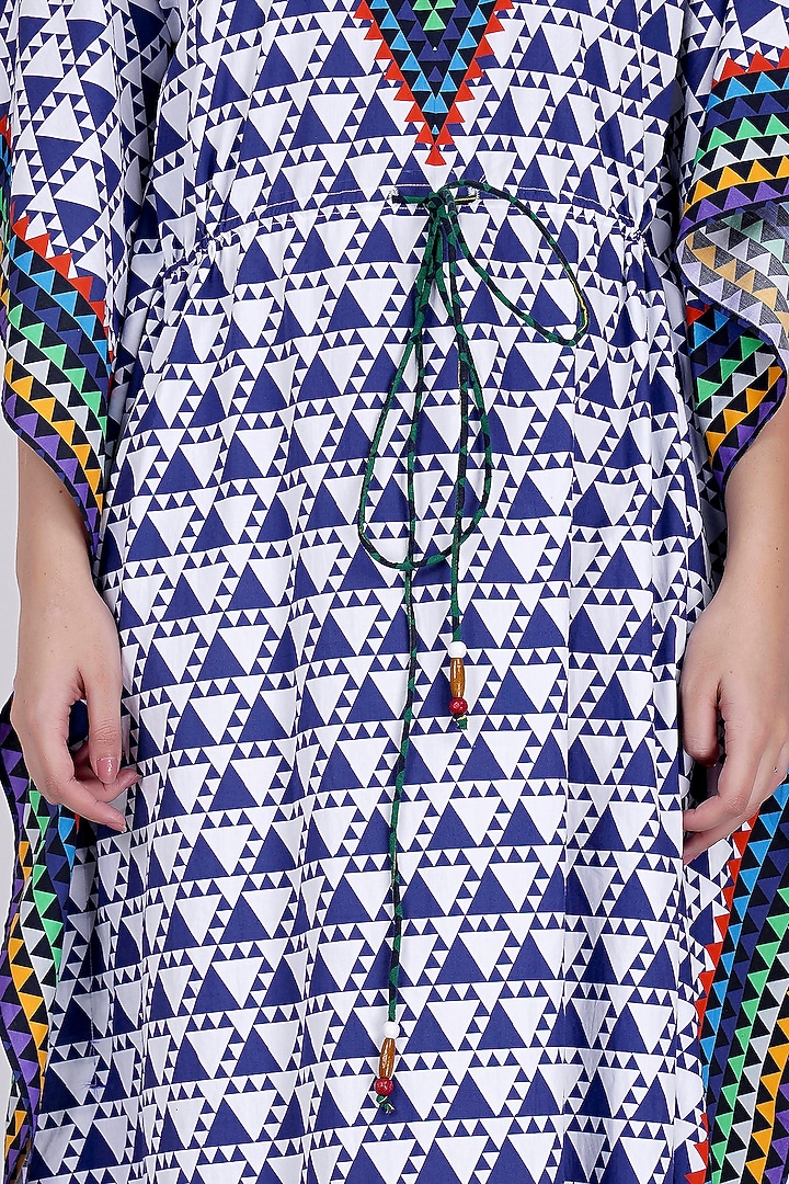 Blue & White Printed Kaftan by First Resort by Ramola Bachchan at Pernia's Pop Up Shop