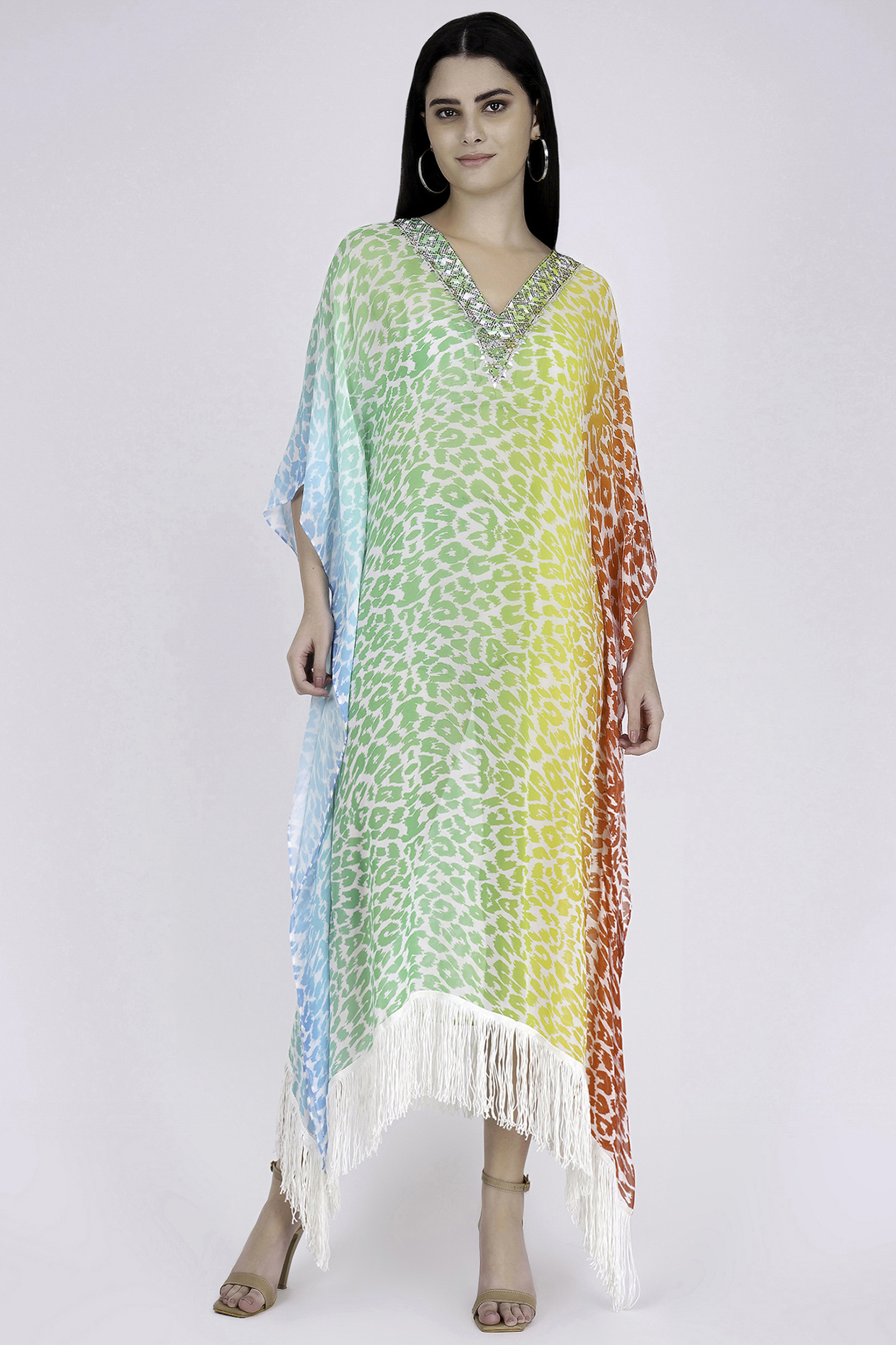 Multi-Colored Printed Kaftan by First Resort by Ramola Bachchan at Pernia's Pop Up Shop