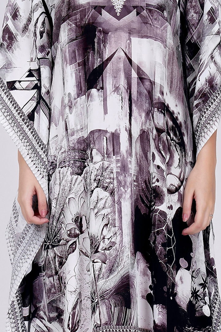 Black & White Abstract Printed Kaftan by First Resort by Ramola Bachchan at Pernia's Pop Up Shop