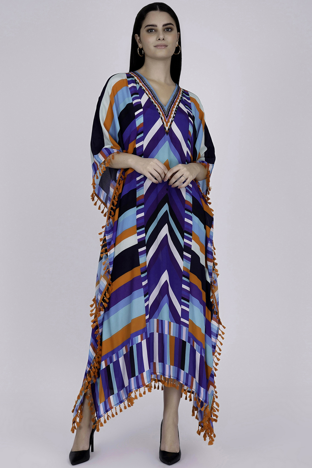 Cobalt Blue Printed Kaftan by First Resort by Ramola Bachchan at Pernia's Pop Up Shop