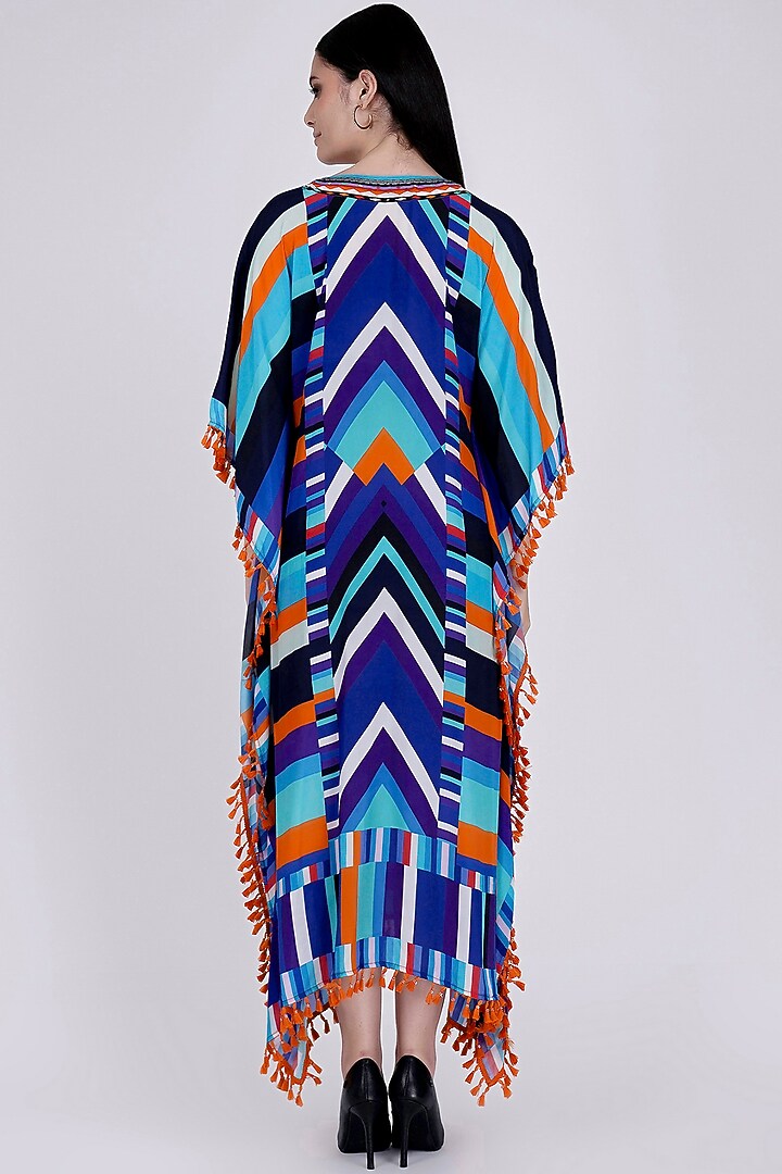 Cobalt Blue Printed Kaftan by First Resort by Ramola Bachchan at Pernia's Pop Up Shop