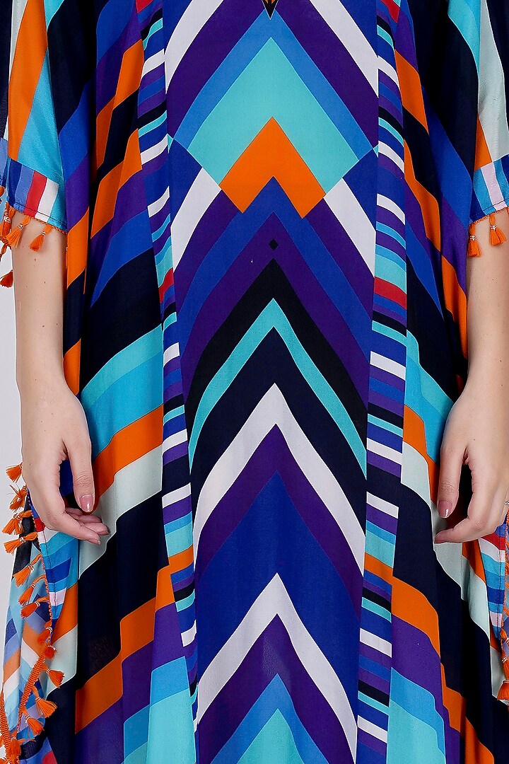 Cobalt Blue Printed Kaftan by First Resort by Ramola Bachchan at Pernia's Pop Up Shop