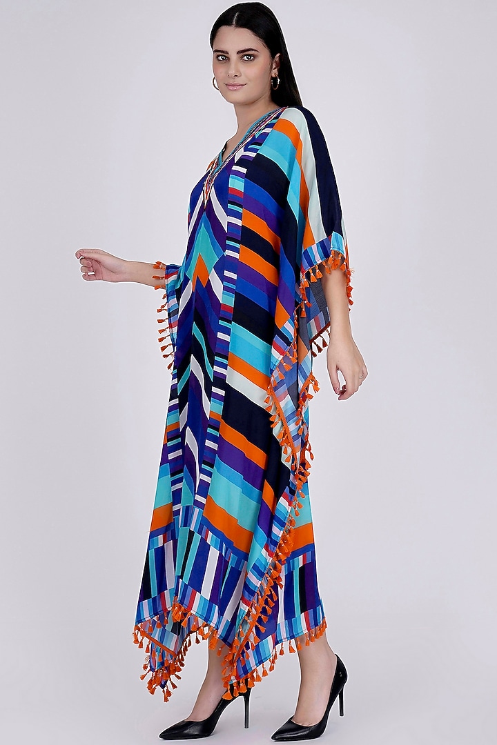 Cobalt Blue Printed Kaftan by First Resort by Ramola Bachchan at Pernia's Pop Up Shop