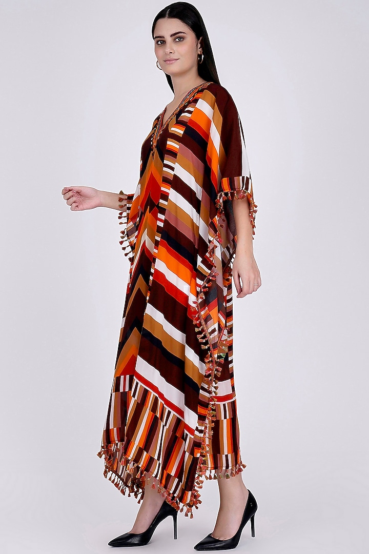Brown Printed Kaftan by First Resort by Ramola Bachchan at Pernia's Pop Up Shop
