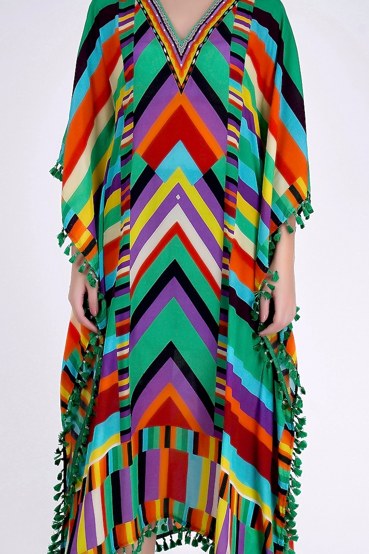 Mint Green Printed Kaftan by First Resort by Ramola Bachchan at Pernia's Pop Up Shop