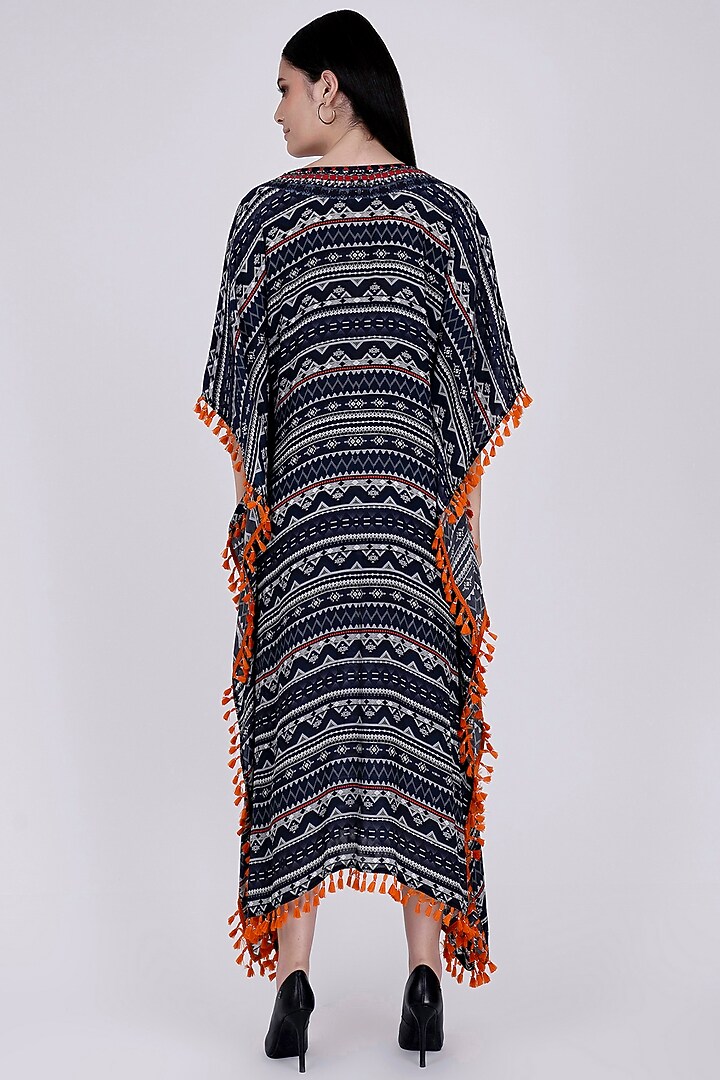 Cobalt Blue Aztec Printed Kaftan by First Resort by Ramola Bachchan at Pernia's Pop Up Shop