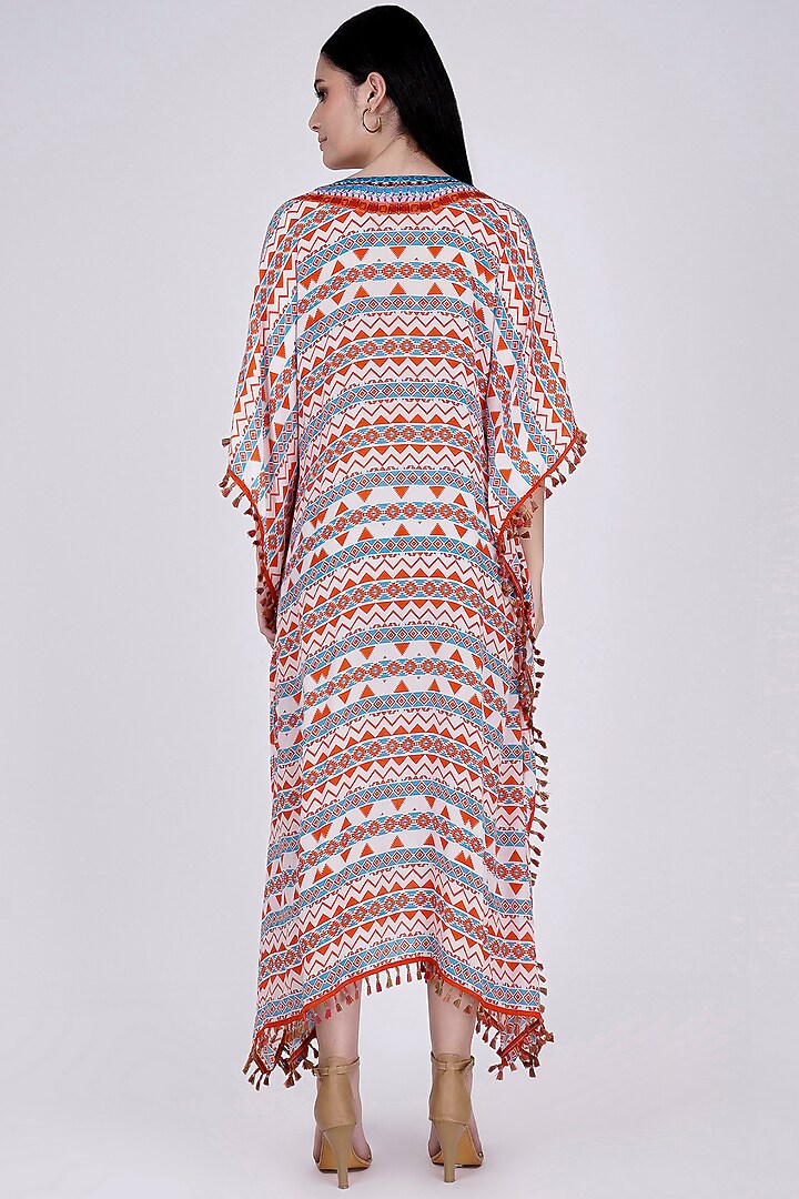 Orange Aztec Printed Kaftan by First Resort by Ramola Bachchan at Pernia's Pop Up Shop