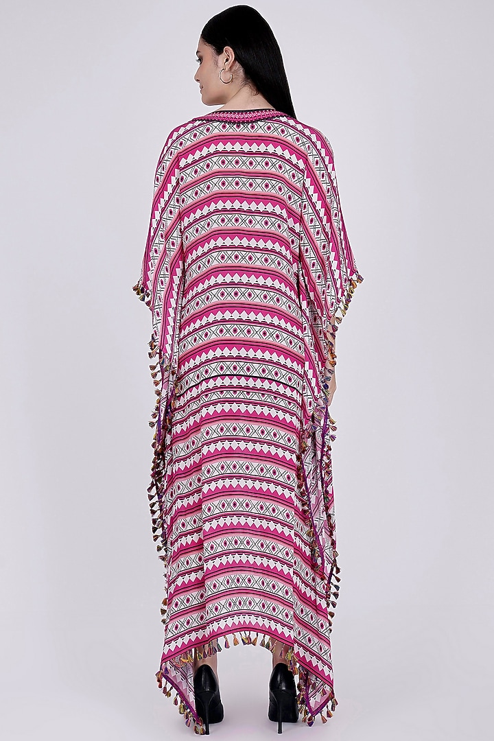 Blush Pink Aztec Printed Kaftan by First Resort by Ramola Bachchan at Pernia's Pop Up Shop