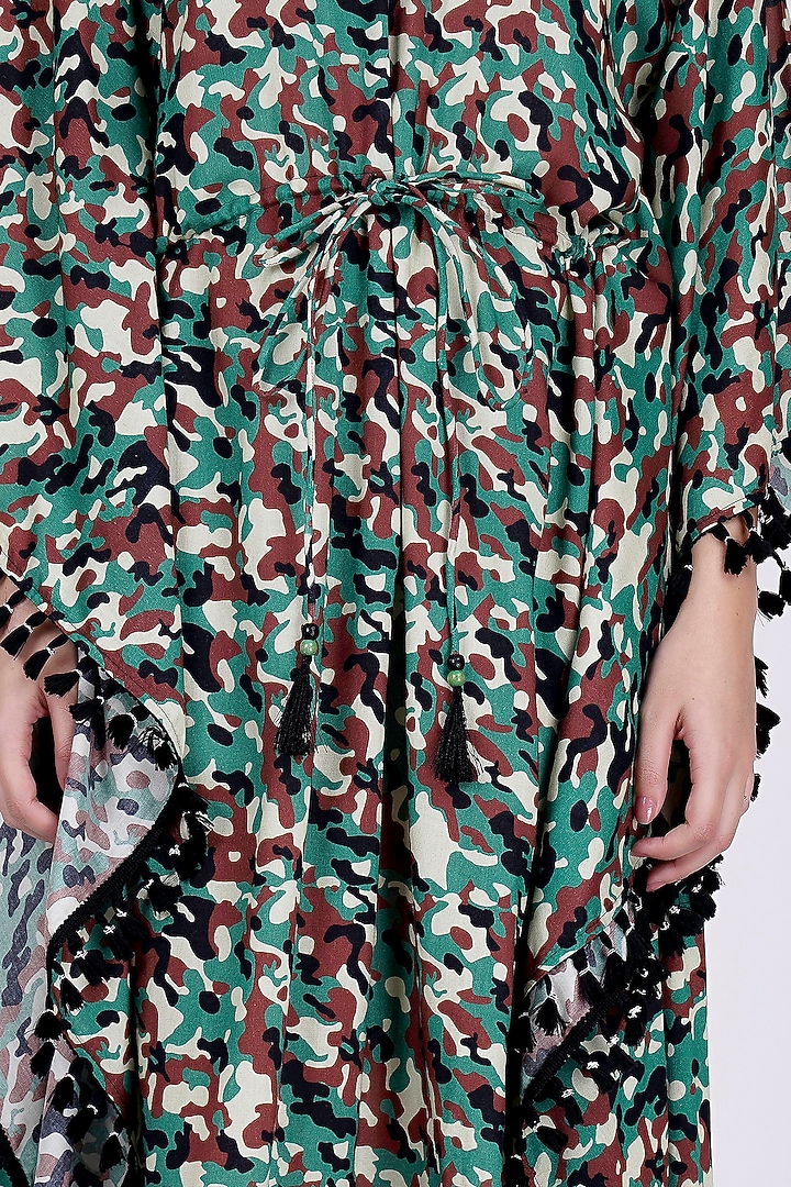 Emerald Green Digital Printed Kaftan by First Resort by Ramola Bachchan at Pernia's Pop Up Shop