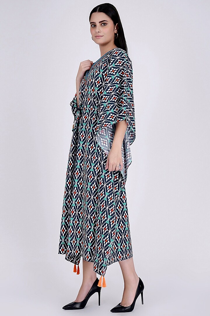 Charcoal Moroccan Printed Kaftan by First Resort by Ramola Bachchan at Pernia's Pop Up Shop