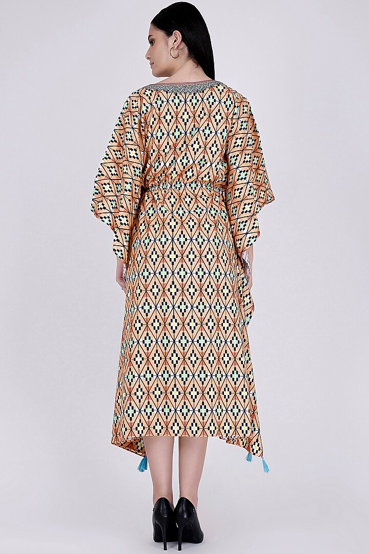 Melon Orange Moroccan Printed Kaftan by First Resort by Ramola Bachchan at Pernia's Pop Up Shop