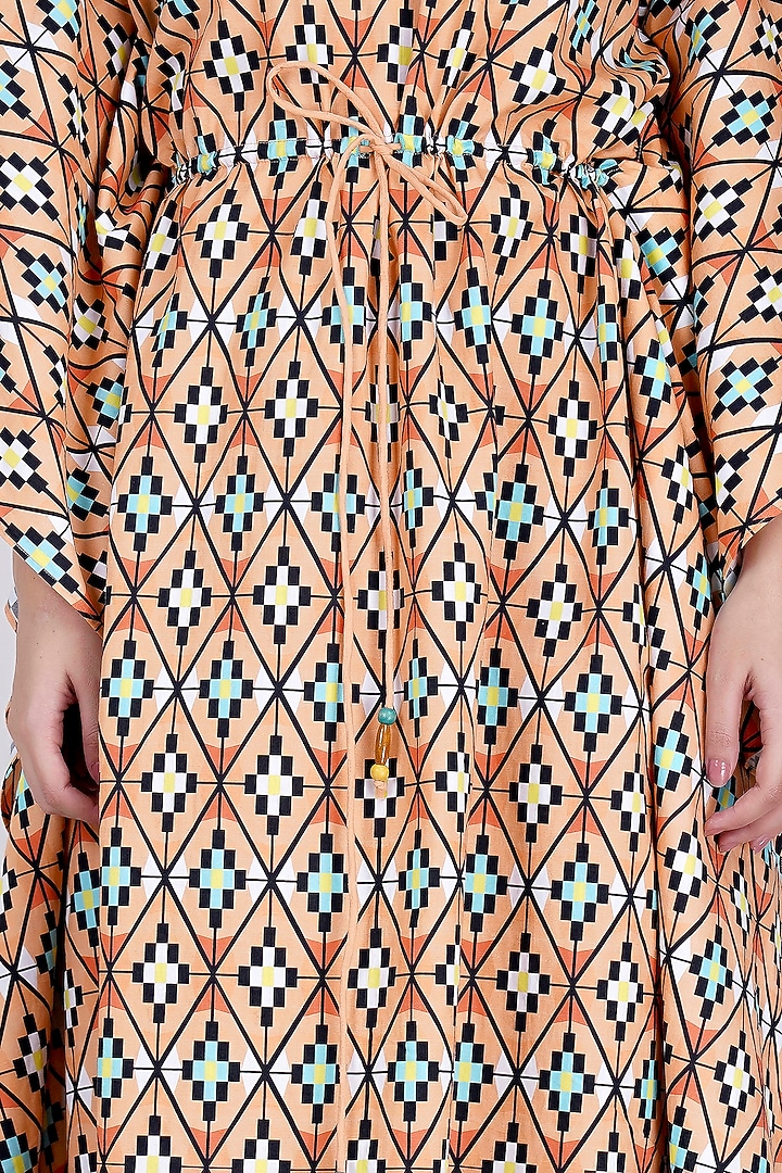Melon Orange Moroccan Printed Kaftan by First Resort by Ramola Bachchan at Pernia's Pop Up Shop