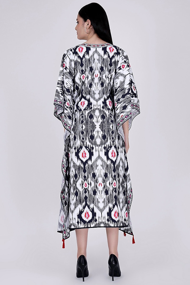 Black Ikat Printed Kaftan by First Resort by Ramola Bachchan at Pernia's Pop Up Shop
