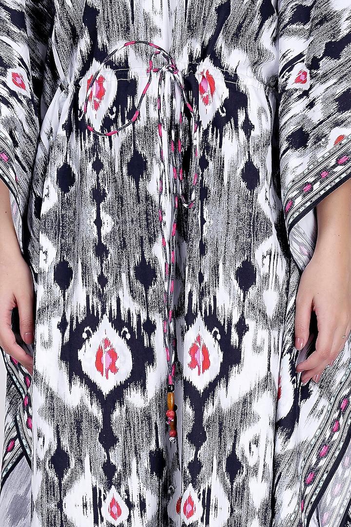 Black Ikat Printed Kaftan by First Resort by Ramola Bachchan at Pernia's Pop Up Shop