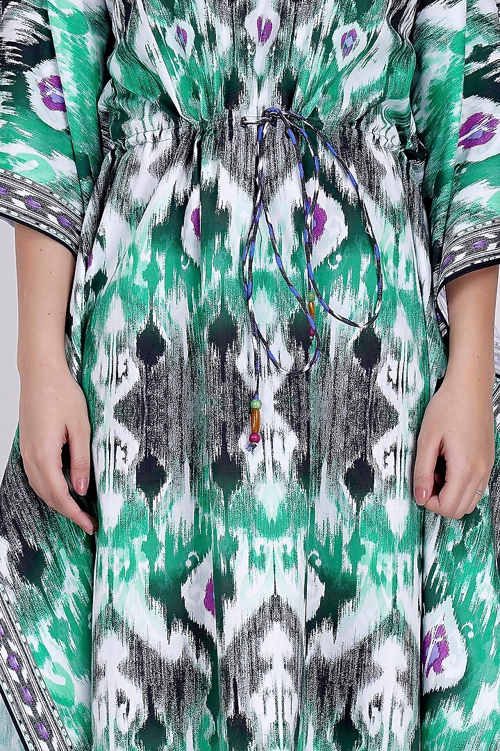 Mint Green Ikat Printed Kaftan by First Resort by Ramola Bachchan at Pernia's Pop Up Shop