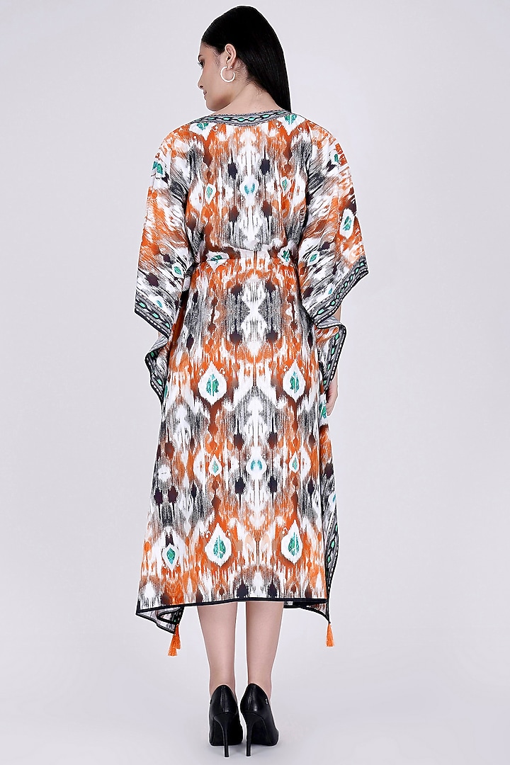 Orange Ikat Printed Kaftan by First Resort by Ramola Bachchan at Pernia's Pop Up Shop