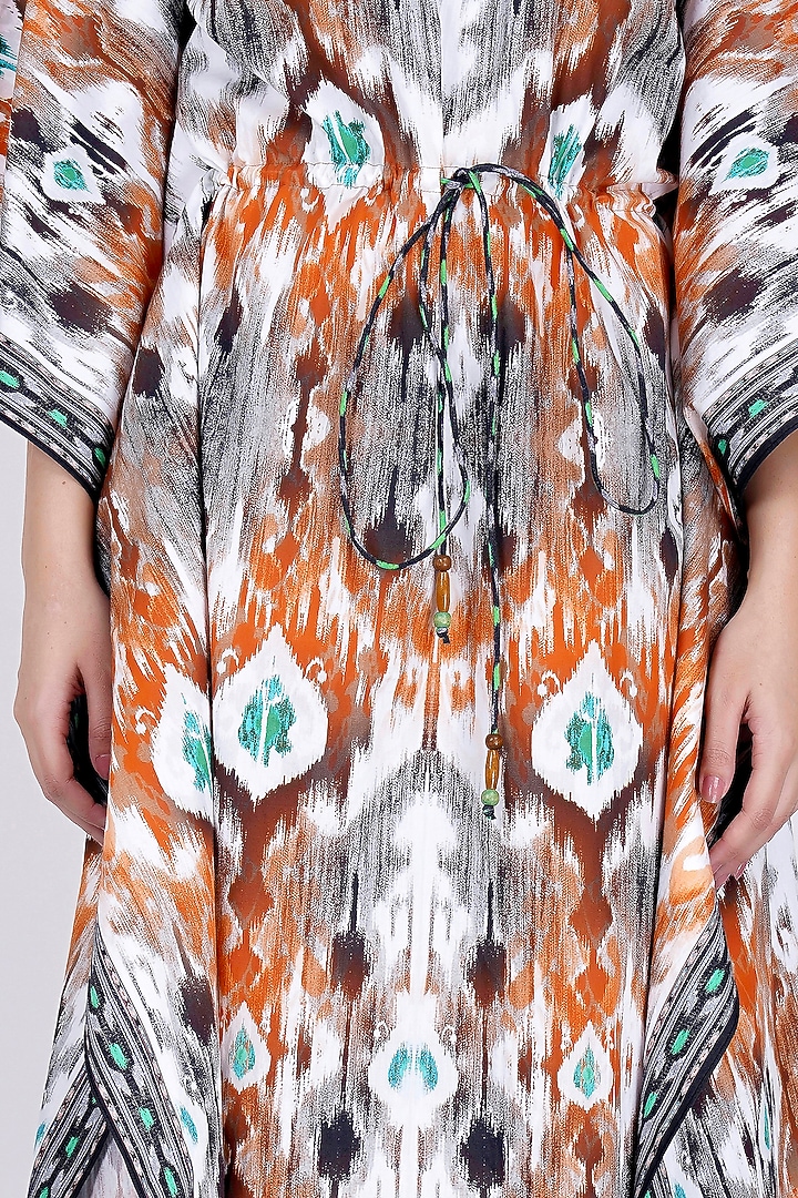 Orange Ikat Printed Kaftan by First Resort by Ramola Bachchan at Pernia's Pop Up Shop