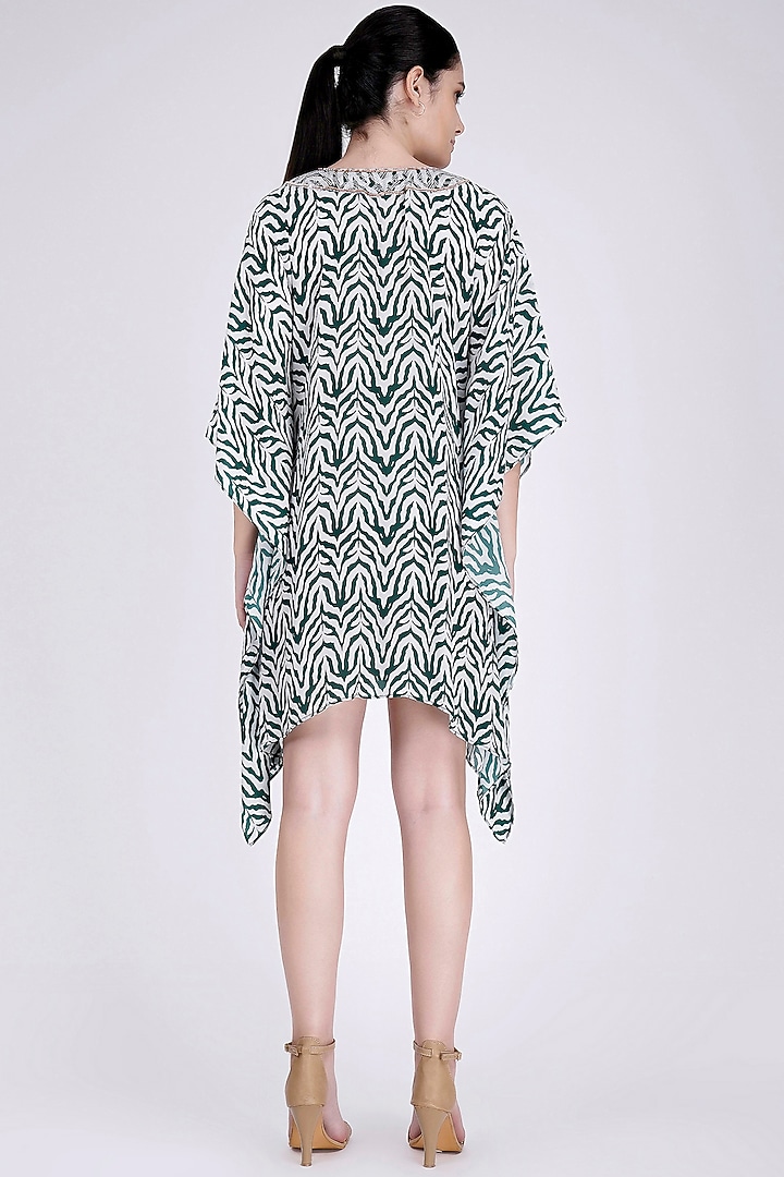 Emerald Green Printed Kaftan Tunic by First Resort by Ramola Bachchan at Pernia's Pop Up Shop