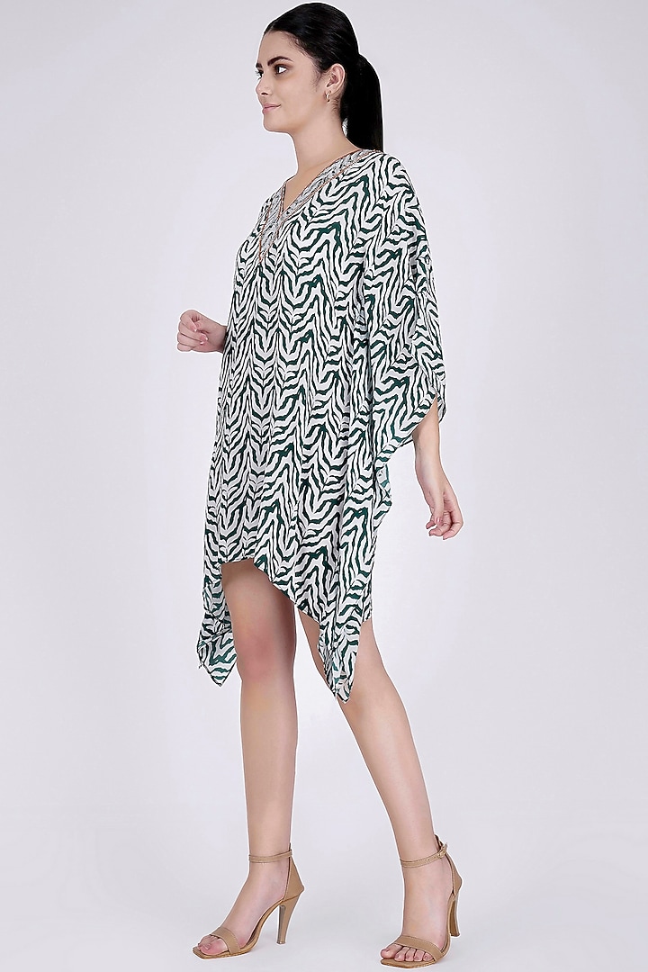 Emerald Green Printed Kaftan Tunic by First Resort by Ramola Bachchan at Pernia's Pop Up Shop