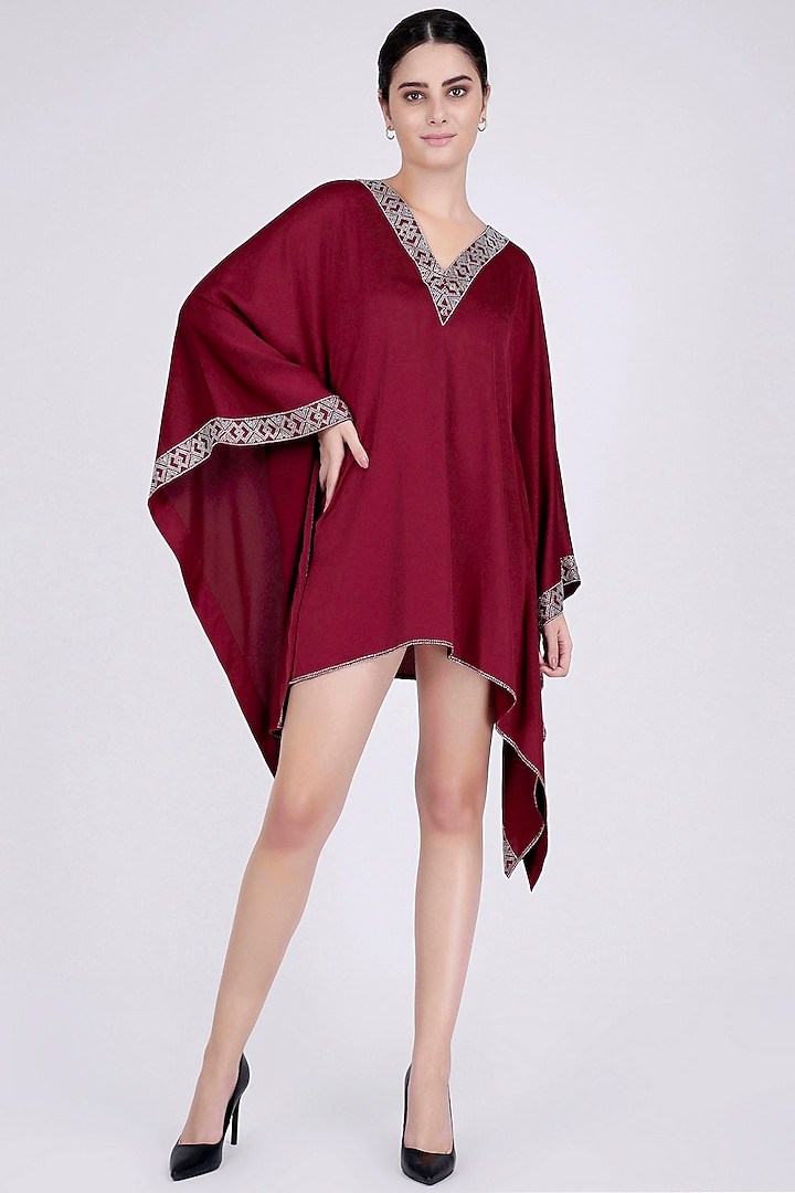 Maroon Embellished Tunic by First Resort by Ramola Bachchan