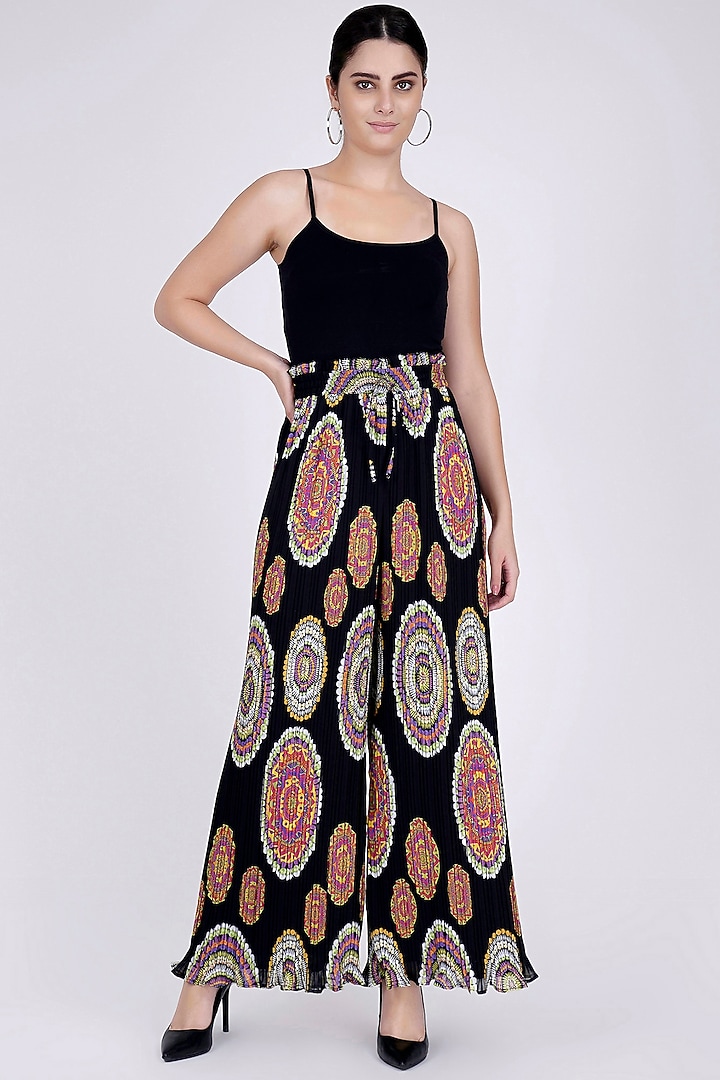 Black Printed Palazzo Pants by First Resort by Ramola Bachchan at Pernia's Pop Up Shop