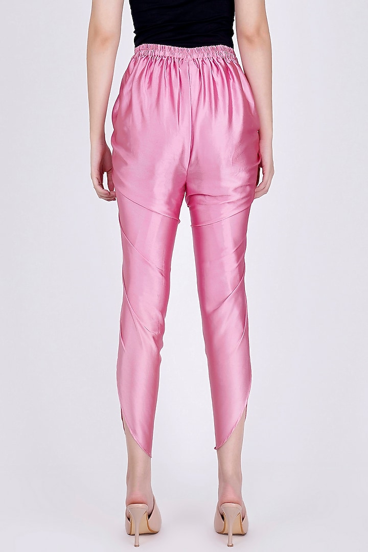 Blush Pink Nylon Satin Tulip Pants by First Resort by Ramola Bachchan at Pernia's Pop Up Shop
