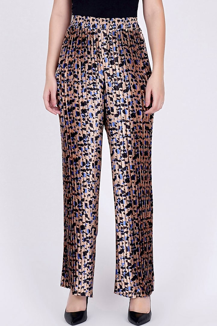 Beige Printed Palazzo Pants by First Resort by Ramola Bachchan at Pernia's Pop Up Shop