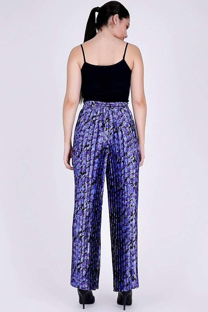 Cobalt Blue Printed Palazzo Pants by First Resort by Ramola Bachchan at Pernia's Pop Up Shop