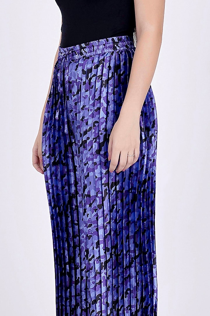 Cobalt Blue Printed Palazzo Pants by First Resort by Ramola Bachchan at Pernia's Pop Up Shop