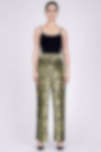 Mehendi Green Printed Palazzo Pants by First Resort by Ramola Bachchan