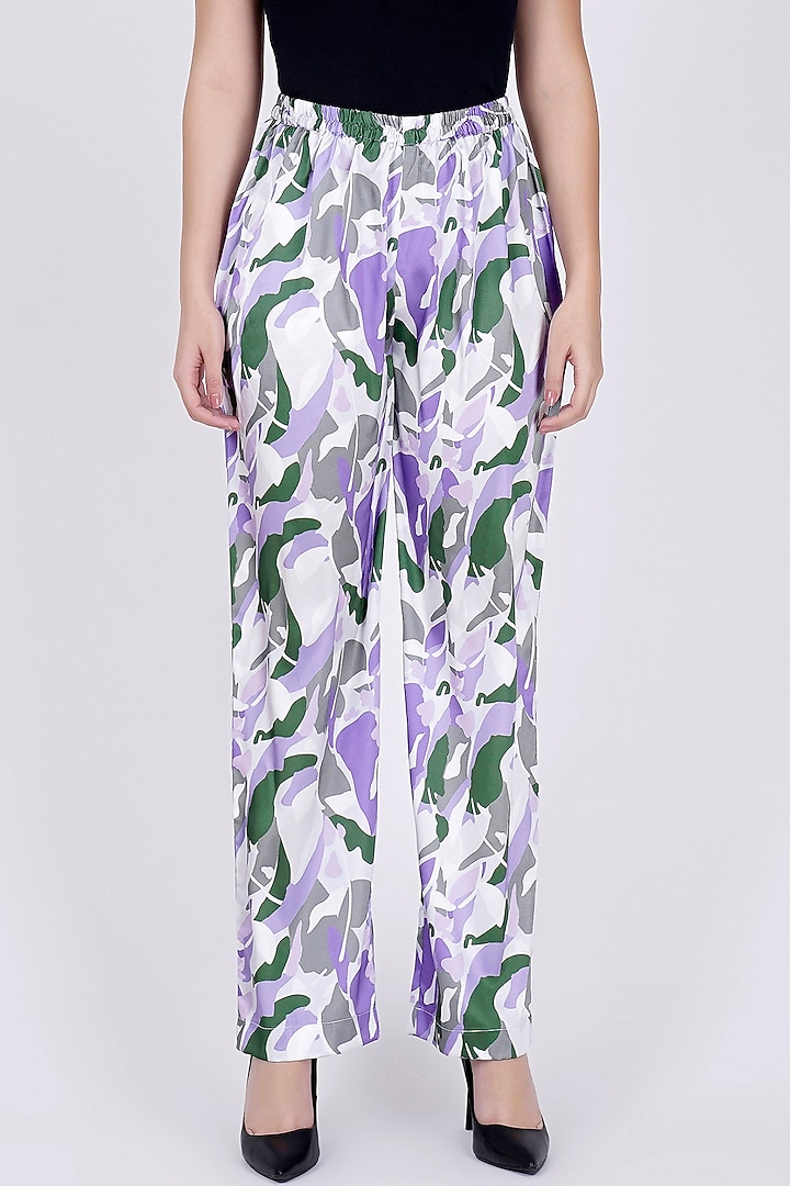 Purple Digital Printed Pants by First Resort by Ramola Bachchan at Pernia's Pop Up Shop