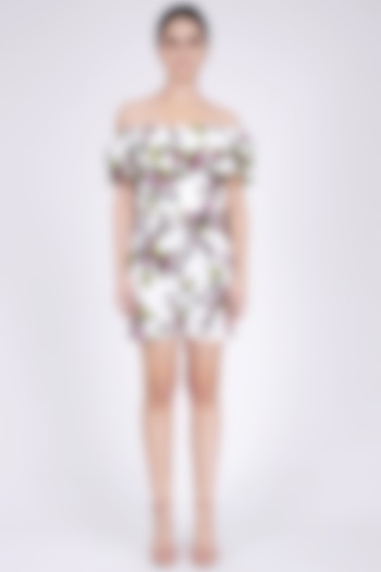 White Printed Playsuit by First Resort by Ramola Bachchan