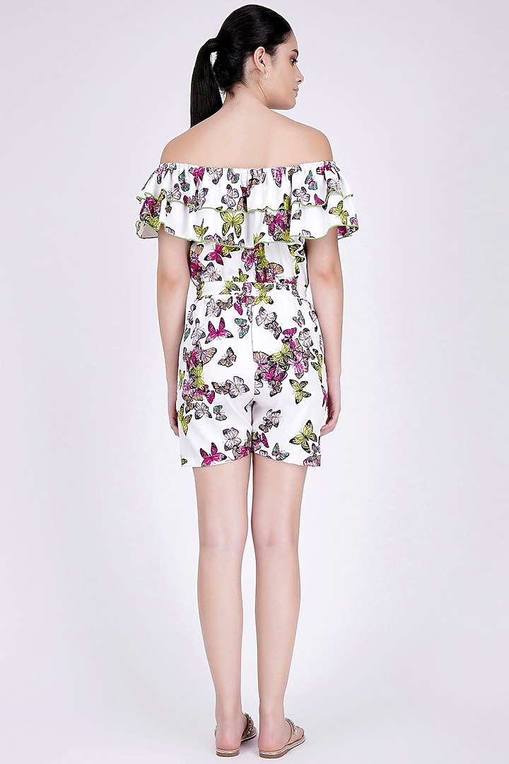 White Printed Playsuit by First Resort by Ramola Bachchan at Pernia's Pop Up Shop