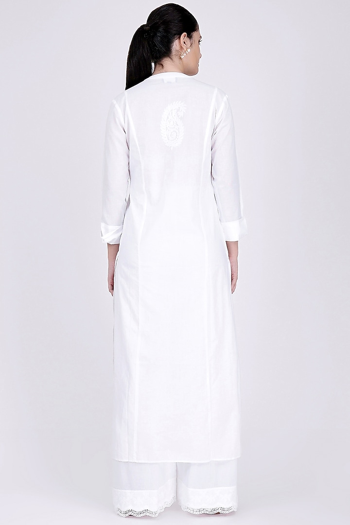 White Cotton Cambric Kurta Set by First Resort by Ramola Bachchan at Pernia's Pop Up Shop