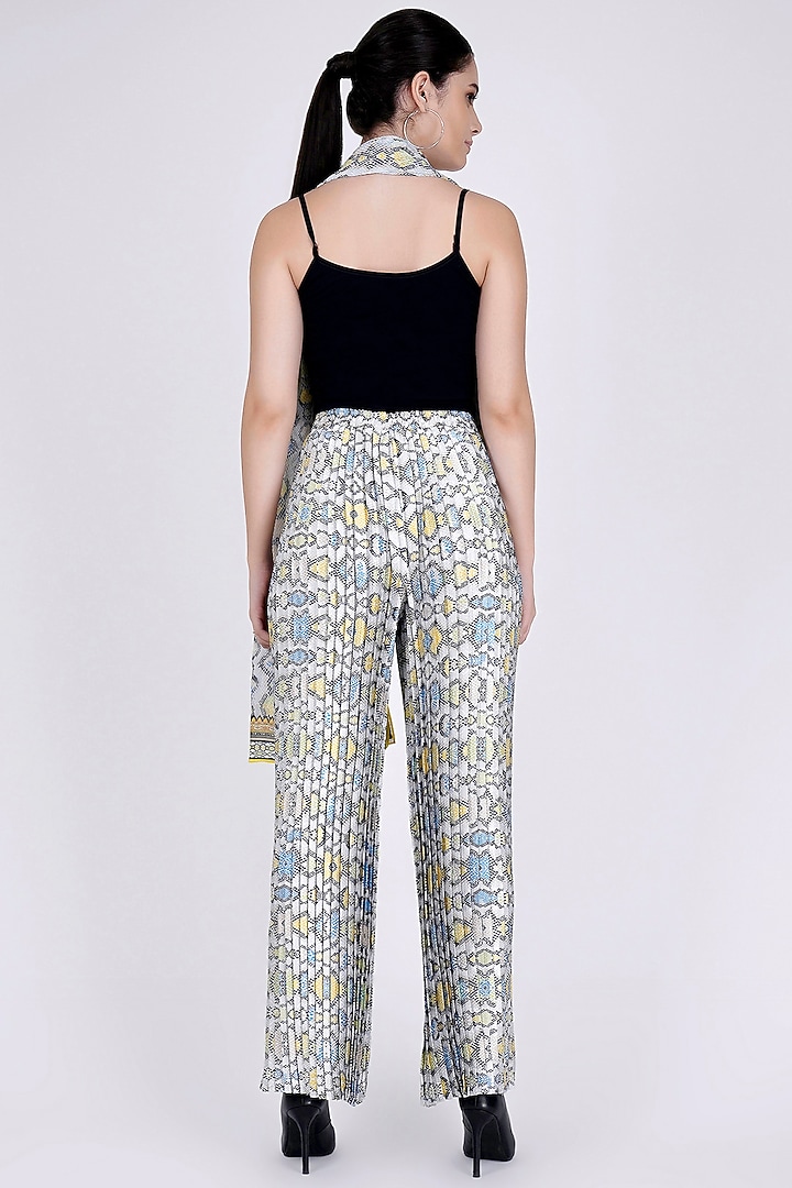 Yellow Printed Palazzo Pants & Stole by First Resort by Ramola Bachchan at Pernia's Pop Up Shop