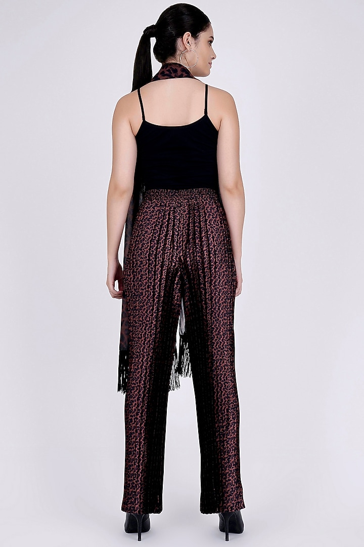 Brown Printed Palazzo Pants & Stole by First Resort by Ramola Bachchan at Pernia's Pop Up Shop