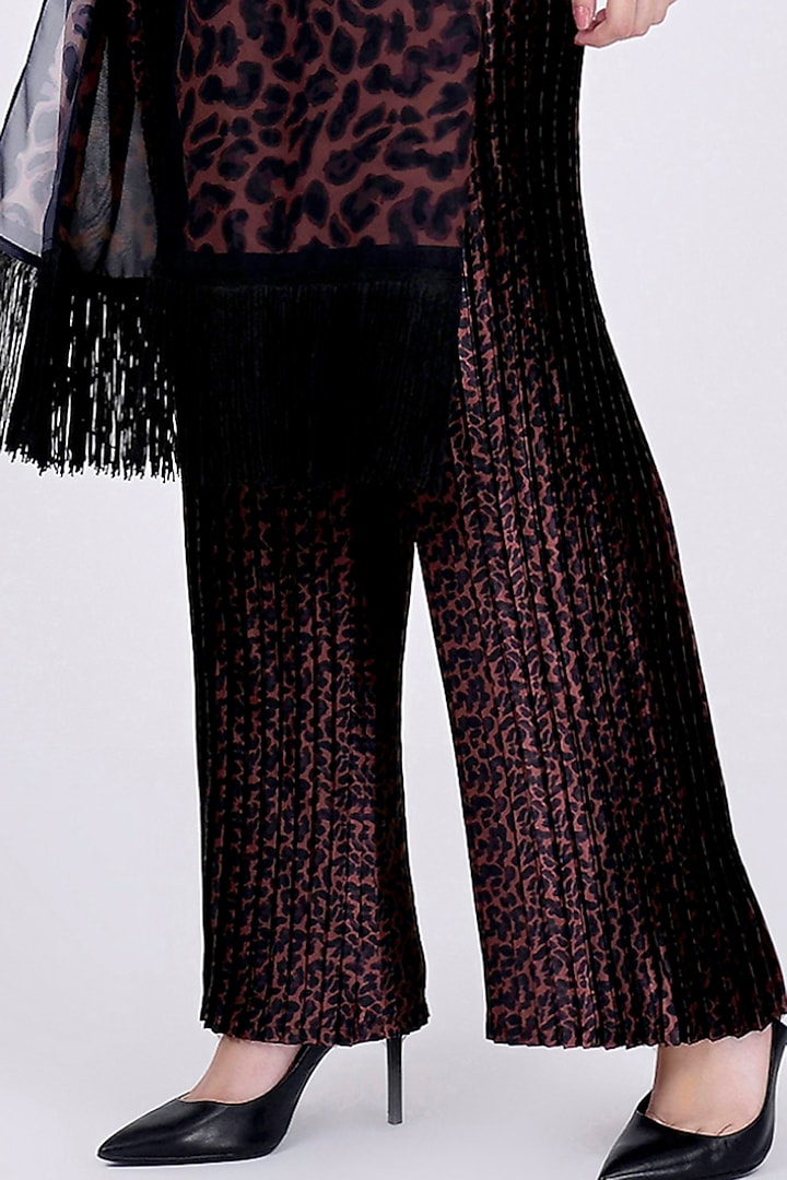 Brown Printed Palazzo Pants & Stole by First Resort by Ramola Bachchan at Pernia's Pop Up Shop