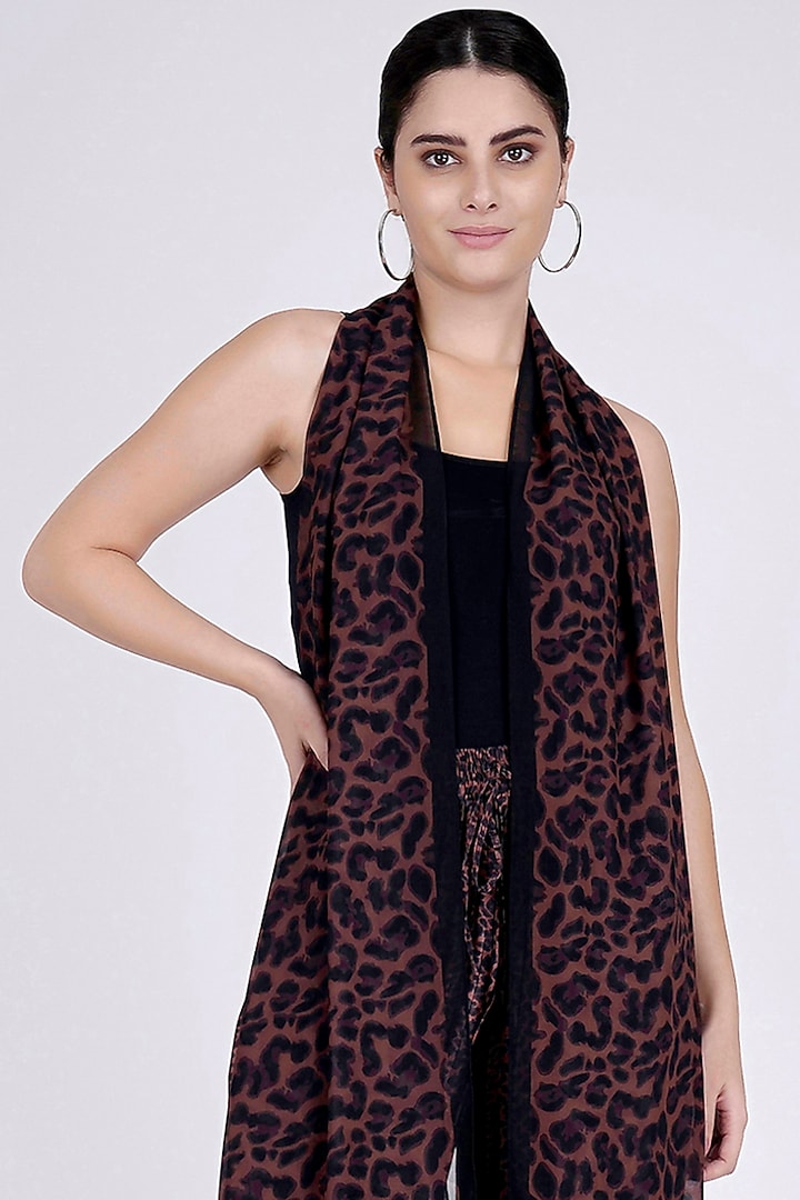 Brown Printed Palazzo Pants & Stole by First Resort by Ramola Bachchan at Pernia's Pop Up Shop