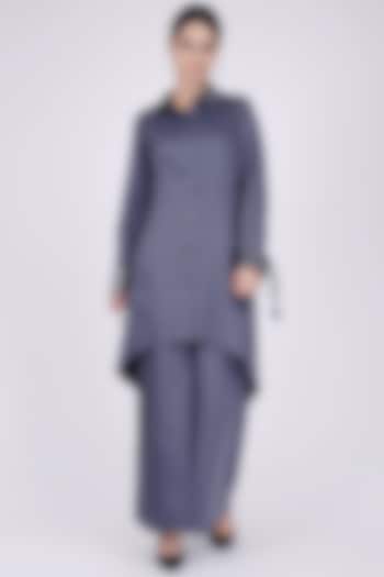 Grey Cotton Satin Co-Ord Set by First Resort by Ramola Bachchan at Pernia's Pop Up Shop