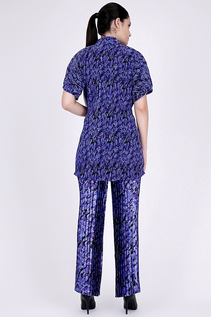 Cobalt Blue Printed Co-Ord Set by First Resort by Ramola Bachchan at Pernia's Pop Up Shop
