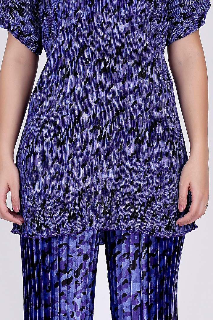 Cobalt Blue Printed Co-Ord Set by First Resort by Ramola Bachchan at Pernia's Pop Up Shop