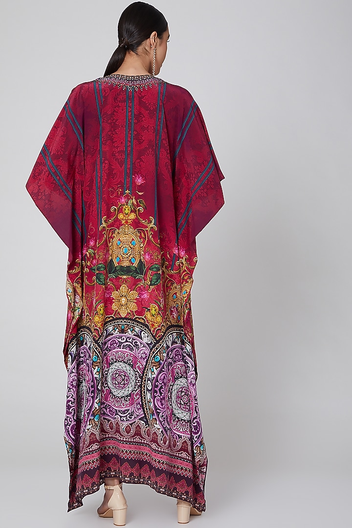 Red Kaftan With Crystal Embellishments by First Resort by Ramola Bachchan at Pernia's Pop Up Shop